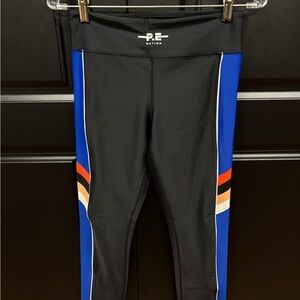 P.E Nation Women’s Leggings in Black and Blue with Stripes